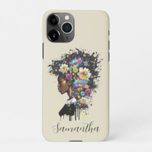 Floral Sparkling African American Woman iPhone 11Pro Case
