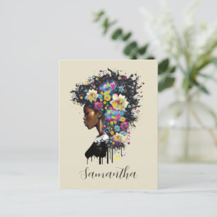 Floral Sparkling African American Woman Postcard