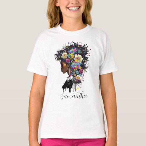 Floral Sparkling African American Woman T_Shirt