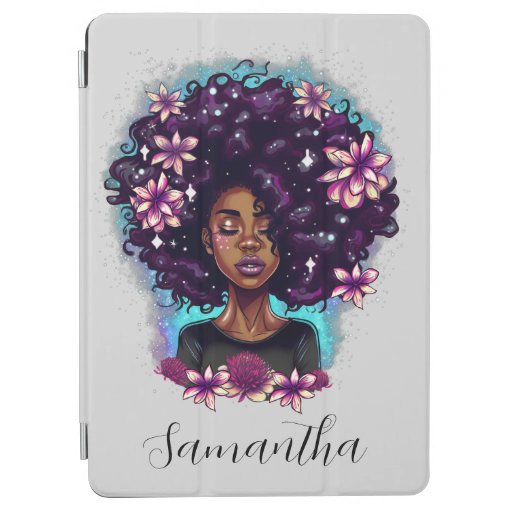 Floral Sparkling Afro Woman iPad Air Cover