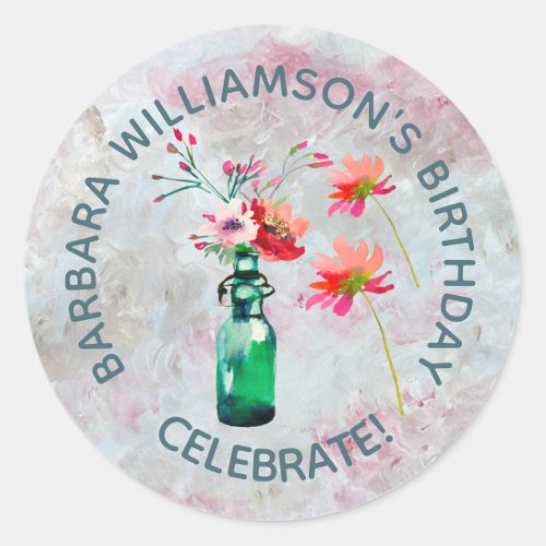 Floral Special Friend Birthday Party Invitation  Classic Round Sticker