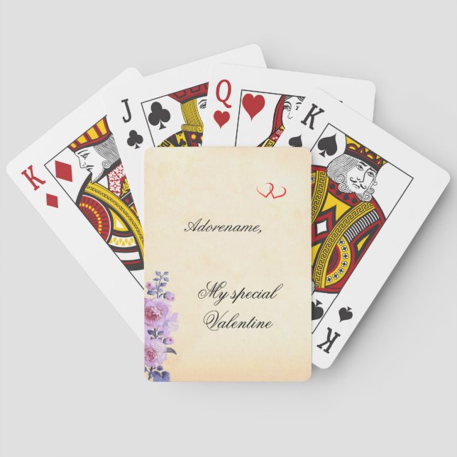 Floral Special Valentine - personal message Poker Cards (Back)
