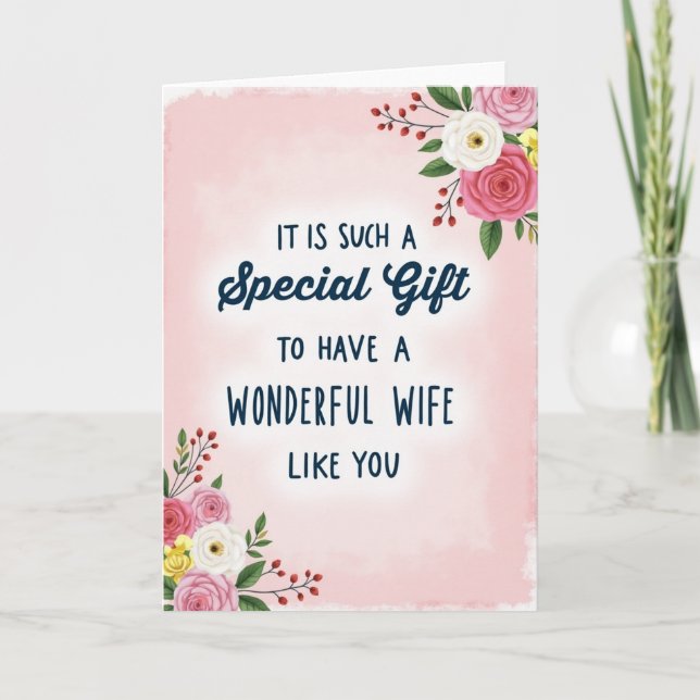 Floral Special Wife Mothers Card (Front)