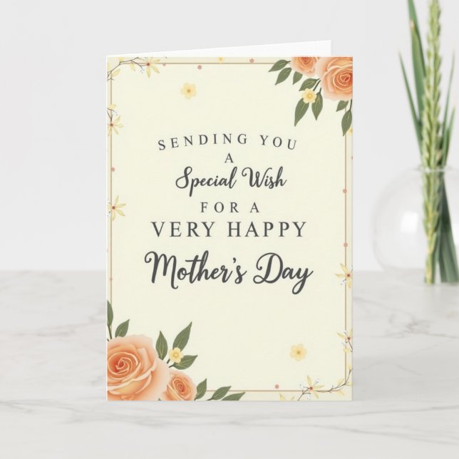 Floral Special Wish Mothers Day Card (Front)