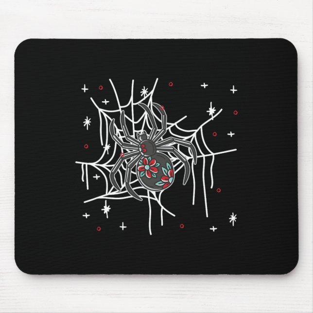 Floral Spider Web Lazy Halloween Costume Cute  Mouse Pad (Front)