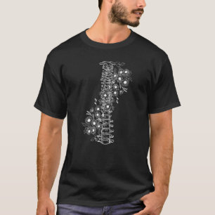 Floral Spinal Cord Human Spine Flower Skull Anatom T-Shirt