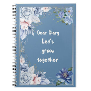 Floral Spiral Journal   Blue Flower Notebook