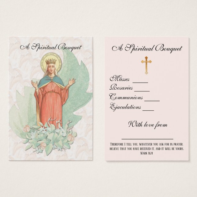 Floral Spiritual Bouquet Prayer Holy Card (Front & Back)