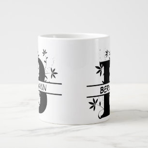 Floral Split Customized Alphabet monogram Letter B Giant Coffee Mug