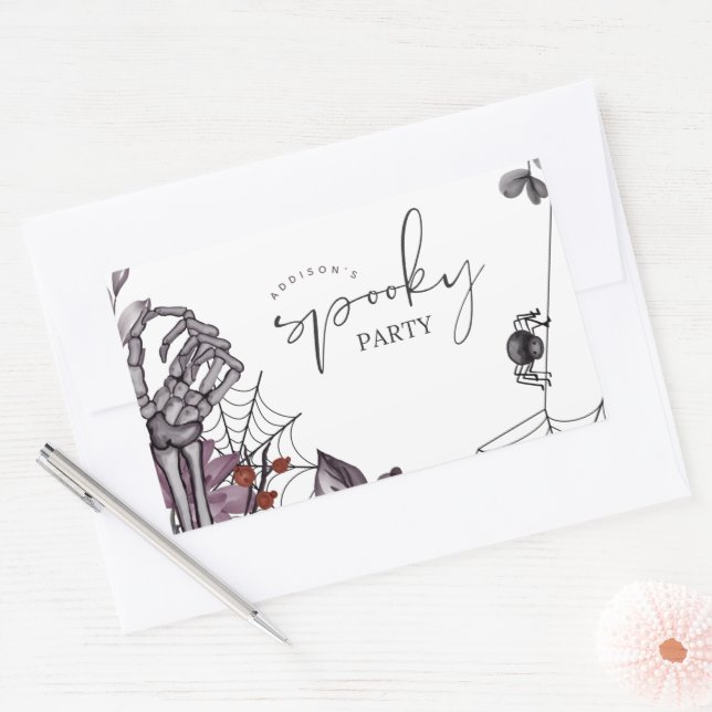 Floral Spooky Halloween Birthday Party  Rectangular Sticker (Envelope)