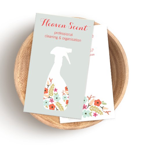 Floral Spray Bottle House Cleaning Business Business Card