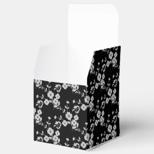 Floral Spray Style 1-Black-White-SQ FAVOR BOXES