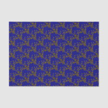 Floral Spray Style 1, Blue-Gold-2-TISSUE PAPER