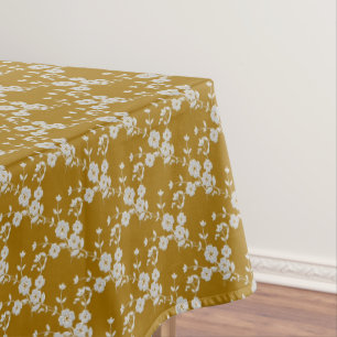 Floral Spray,Style 1-Gold-White-2-52x70 TABLECLOTH