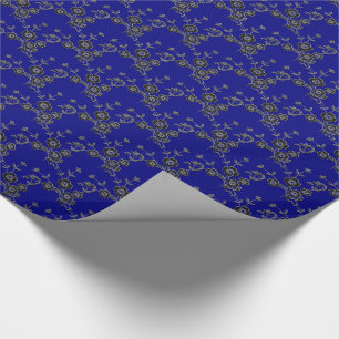 Floral Spray, Style 1-SILVER and BLUE-GIFT WRAP Wrapping Paper