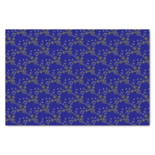 Floral Spray Style 1 Silver_Blue_TISSUE WRAP PAPE Tissue Paper