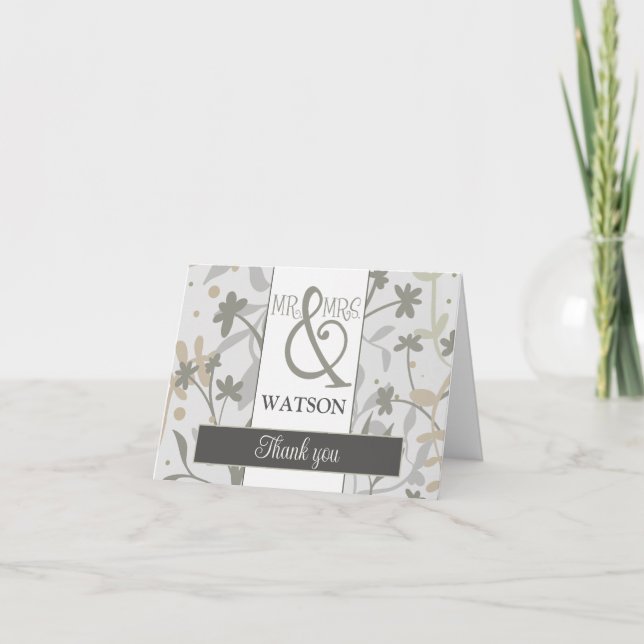 Floral Sprigs Modern Elegant Pretty Inspirivity  Thank You Card (Front)