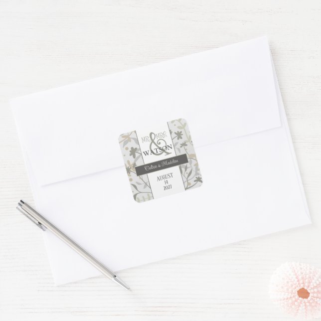 Floral Sprigs Pretty Custom Trendy Inspirivity Square Sticker (Envelope)