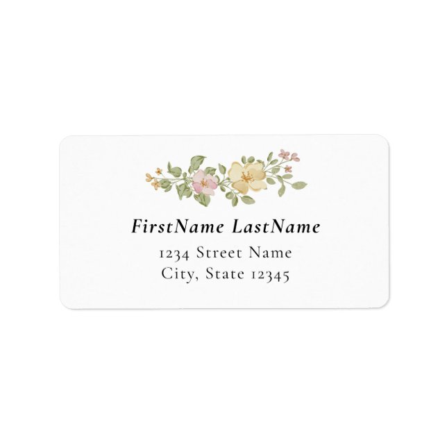 Floral Spring Address Label Bridal Shower Wedding (Front)