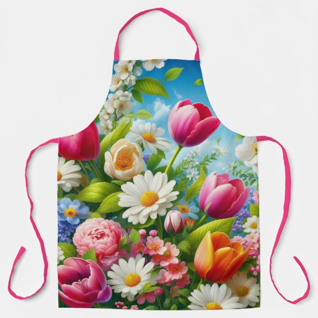 Floral/spring artwork  apron (Front)