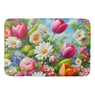 Floral/spring artwork  bath mat