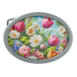 Floral/spring artwork belt buckle