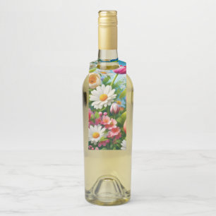 Floral/spring artwork bottle hanger tag