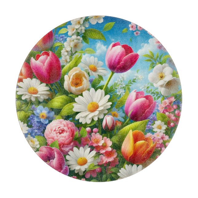 Floral/spring artwork  cutting board (Front)