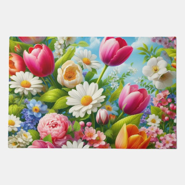 Floral/spring artwork  doormat (Front)