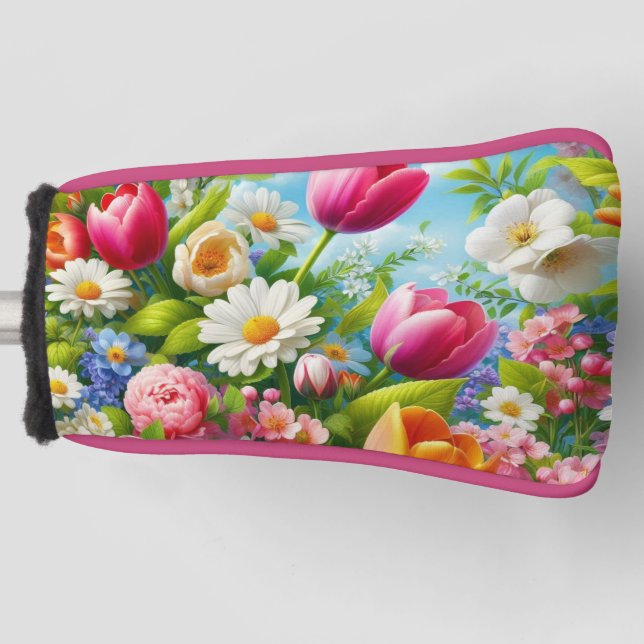 Floral/spring artwork  golf head cover (Front)