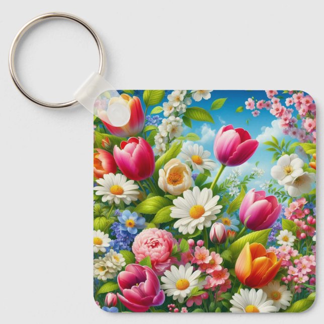 Floral/spring artwork  keychain (Front)