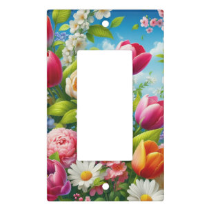 Floral/spring artwork light switch cover