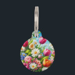 Floral/spring artwork pet ID tag<br><div class="desc">hoppy spring</div>