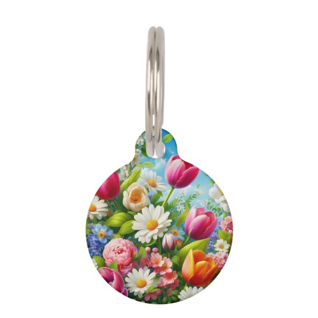 Floral/spring artwork  pet ID tag (Front)