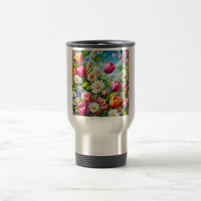 Floral/spring artwork  travel mug (Center)