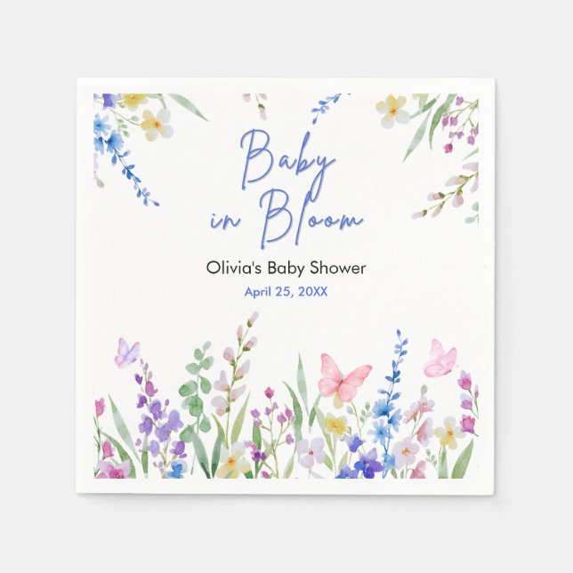Floral Spring Baby in Bloom Baby Shower   Napkins (Front)