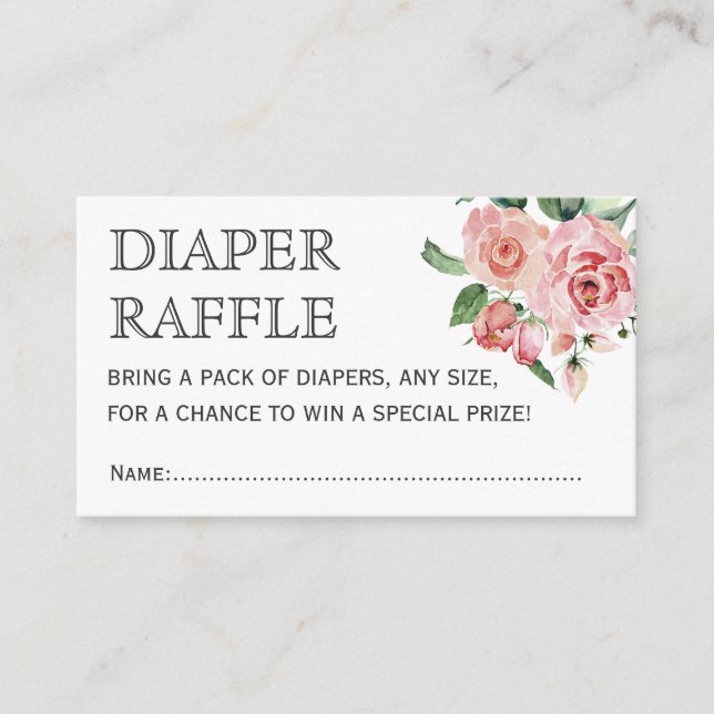 Floral Spring Baby Shower Diaper Raffle Tickets Enclosure Card (Front)