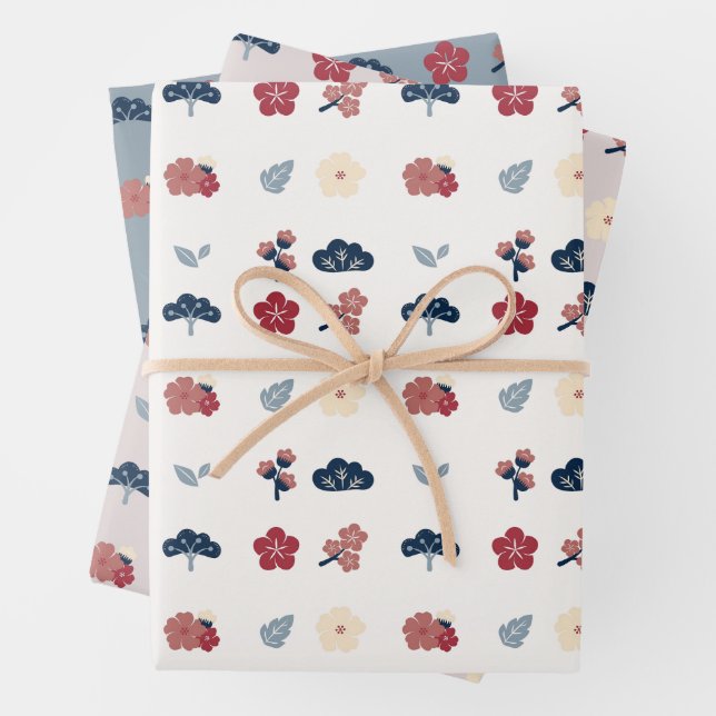 Floral Spring Boho Botanical  Wrapping Paper Sheets (In situ)