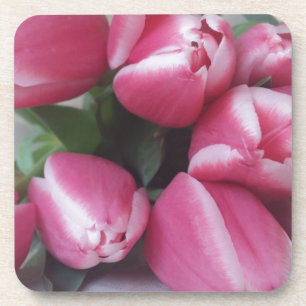 Floral Spring Bouquet of Pink Tulips, Flowers Beverage Coaster