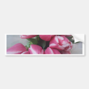 Floral Spring Bouquet of Pink Tulips, Flowers Bumper Sticker