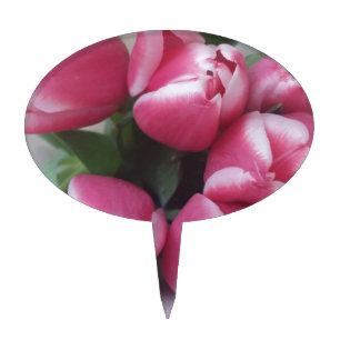 Floral Spring Bouquet of Pink Tulips, Flowers Cake Topper