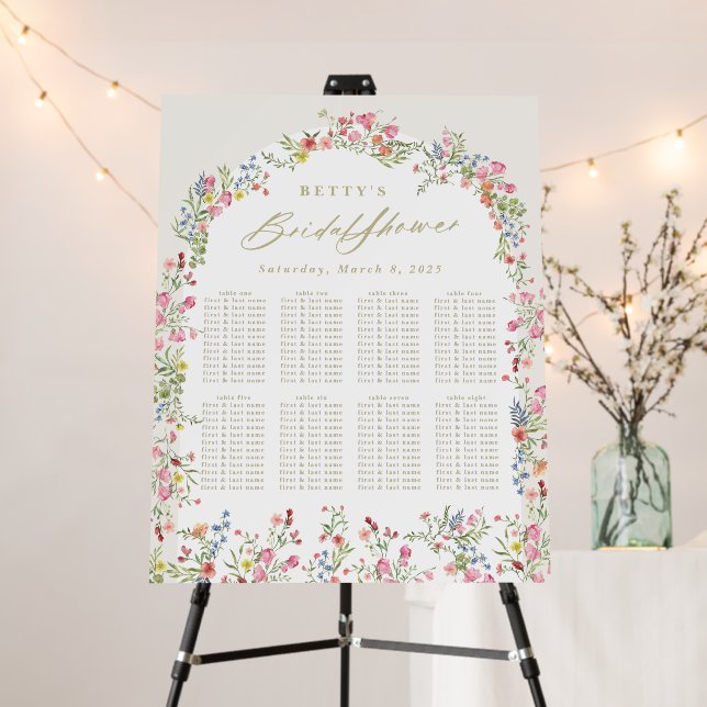 floral spring bridal shower table seating chart foam board (In Situ (Stand))