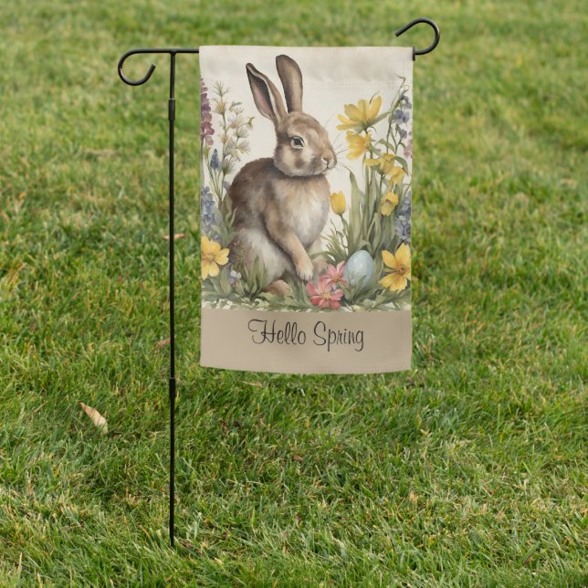 Floral Spring Bunny  Garden Flag (In SItu)