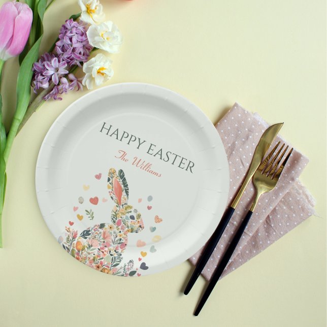 Floral Spring Bunny Pastel Easter Family Paper Plates (Creator Uploaded)