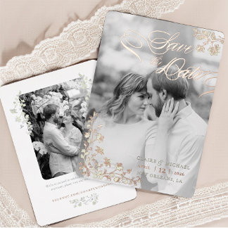 Floral Spring Chinoiserie Save the Date Foil Invitation