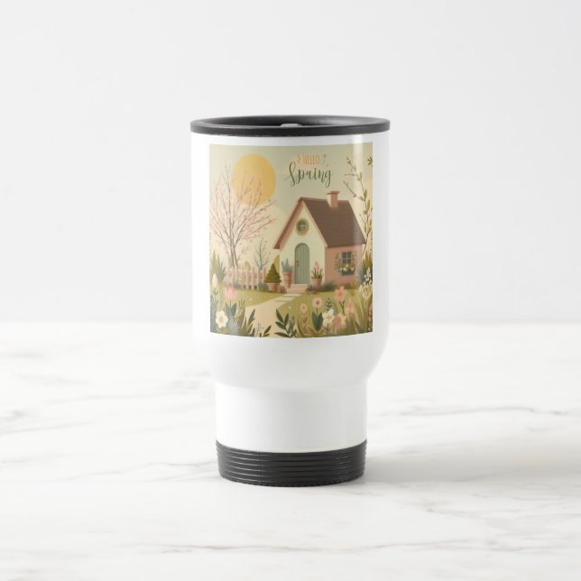 Floral/spring cottage travel mug (Center)