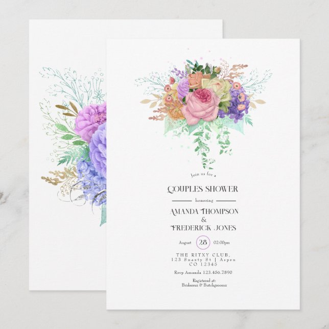 Floral Spring Couples Shower Invitation (Front/Back)