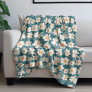 Floral Spring Daffodil Blooms | Teal Personalized Fleece Blanket