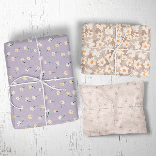 Elegant Girly Violet Lilac Purple Flowers Wrapping Paper by BlackStrawberry