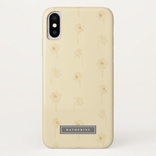 Floral Spring Daffodil Simple Yellow Personalized iPhone X Case